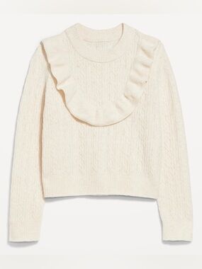 Old Navy Women Wool-Blend Cropped Ruffle Sweater (Size: L)
